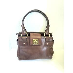 Banana Republic Smooth Chocolate Brown Leather Satchel Purse Bag